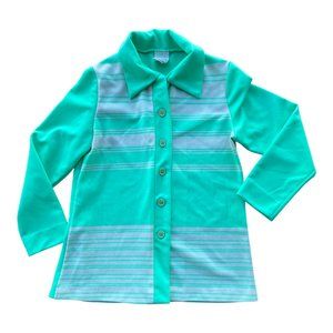 Vintage 60s 70s Disco Top 100% Polyester Made in USA Size 14